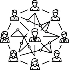 Diverse group of people connected in a network, representing teamwork and collaboration.
