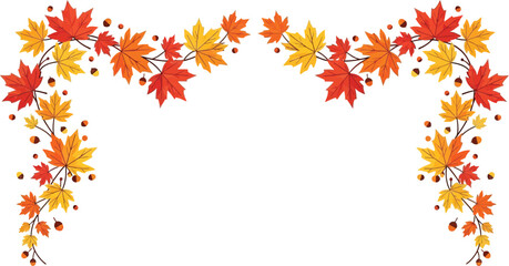 Vibrant autumn leaves create a decorative festive border with a sense of seasonal warmth and natural beauty.