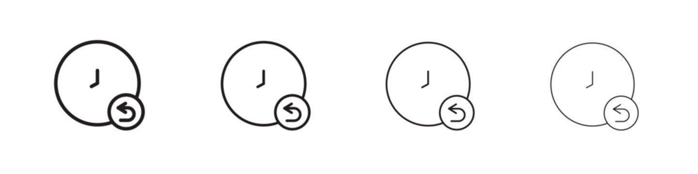 Rewind time icons collection web design, minimal line style