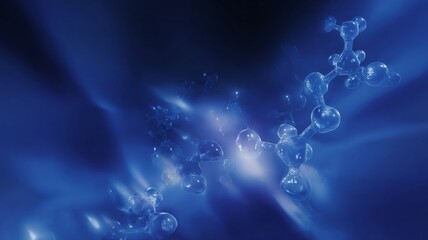 Glowing molecular network with amber and blue tones. AI image