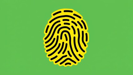 Minimalist yellow abstract shape with simple black curved lines on green