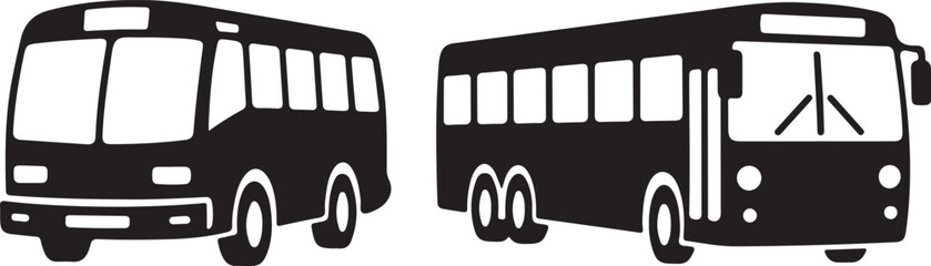 Bus Silhouette Icon Set City Shuttle and Long Distance Coach Designs Vector