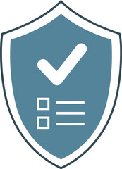 Shield with checkmark and checklist symbolizing security and approved status