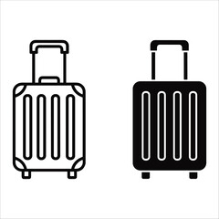 Suitcase Outline and Silhouette Icons luggage travel
