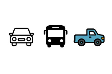 Passenger car, public bus, and pickup truck vehicles used for urban and commercial transportation