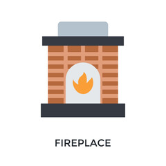 Fireplace Icon Flat Color Style. Vector Illustration For Graphic Design