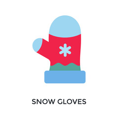 Snow Gloves Icon Flat Color Style. Vector Illustration For Graphic Design
