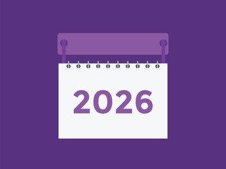 2026 year Design Element for Digital Planners. 2026 text template with Calendar Background. New Year 2026
