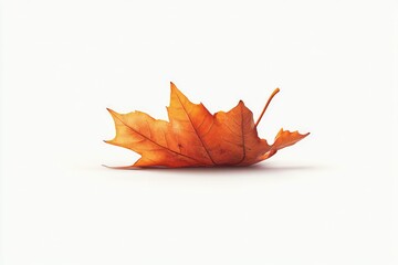 Dry brown leaf on white background. AI image