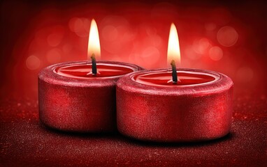 Red candles softly glow against a bright backdrop, adding warmth to special moments and gatherings