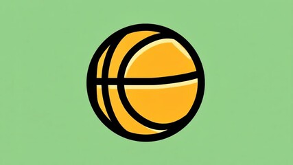 Stylized illustration of a yellow basketball icon centered on a light green background - Powered by Adobe