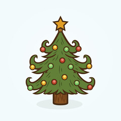 Cute Christmas Tree Vector Illustration