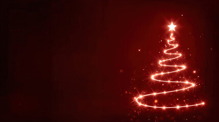 Albero di Natale luminoso su sfondo rosso personalizzabile. Generative AI