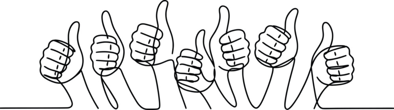 Continuous Line Thumbs Up Illustration.