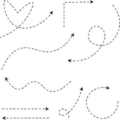 Dotted line arrow collection on white background vector