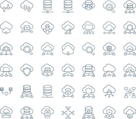 Obraz premium Set of cartoon weather icons including sun, cloud, rain, snow, wind, and storm elements for web design and meteorology illustration.