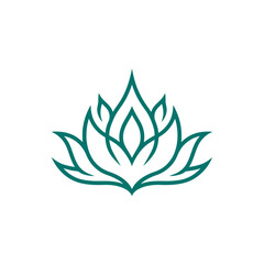 Elegant teal lotus flower icon vector design on white background
