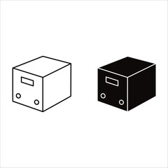 Cardboard Box Icons Line Art and Silhouette carton