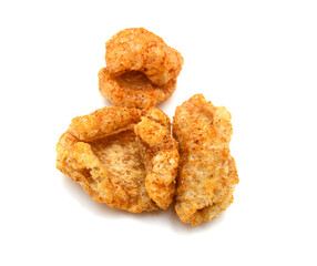 pork rinds on isolated white background
