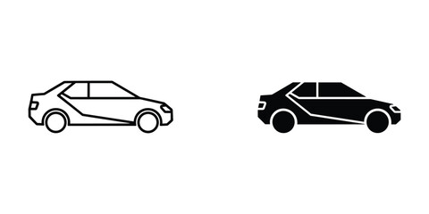 Car icon outline and filled automobile vehicle