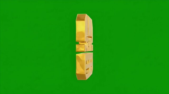 Golden SIM Card Rotating On Green Screen Background.