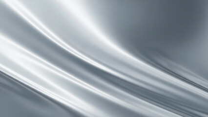 Abstract background of flowing silver satin fabric with elegant, smooth, and glossy waves creating a luxurious and modern texture suitable for highend design projects or digital art