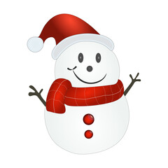 Cute Snowman with Santa Hat and Red Scarf &ndash; Festive Christmas Illustration