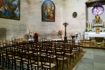 vue de la chapelle de l'hôpital de la Pitié Salpêtrière dans le treizième arrondissement de...
