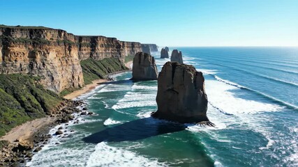 Experience the dramatic beauty of the Twelve Apostles coastline, perfect for travel vlogs and stunning landscape visuals
