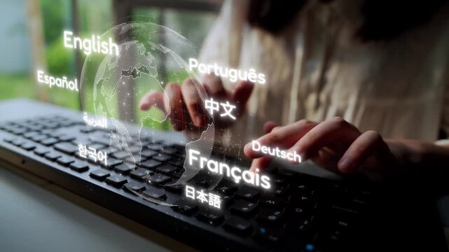 Global communication with multiple languages, digital translation tools, multilingual technology, cross-cultural communication, and virtual language learning environments. Muxer