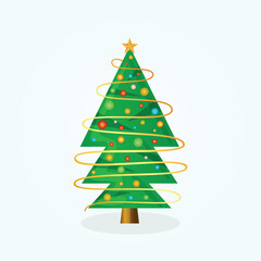 Vibrant Christmas Tree Spiral Lights Vector