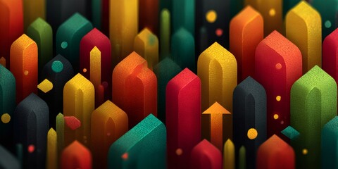 Colorful abstract shapes forming a growth and progress concept