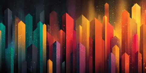 Abstract cityscape building blocks vibrant colors creating geometric background