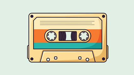 Obraz premium Retro Cassette Tape Illustration with Colorful Stripes.