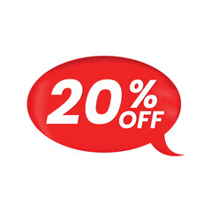 20 OFF Red Speech Bubble Discount Tag