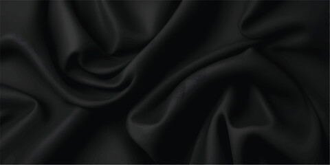 High-Quality Black Satin Cloth Folded Softly with Elegant Curves Creating Premium Minimal Fashion Texture for Branding and Packaging