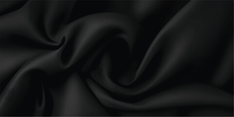 Rich Noir Black Fabric Draped in Soft Curves with Fashion-Grade Minimal Luxury Cloth Texture for Editorial Branding and Packaging