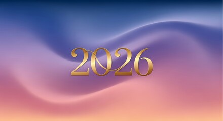 Elegant golden year 2026 text overlay on a soft, flowing gradient background.