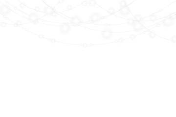 Christmas garland isolated on transparent background featuring bright white light bulbs with sparkles ideal for holiday cards, New Year decorations, wedding invites, birthday celebrations, and winter 