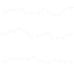 Vector white Christmas lights border with luminous LED bulbs, twinkling spark particles, and elegant curved illumination ideal for seasonal decorations, transparent overlays, and festive promo