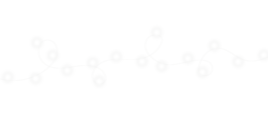 White festive lights PNG featuring bright glowing lamps, decorative sparkle dust, and warm winter radiance ideal for holiday card layouts, party invitations, and Christmas promotional visuals
