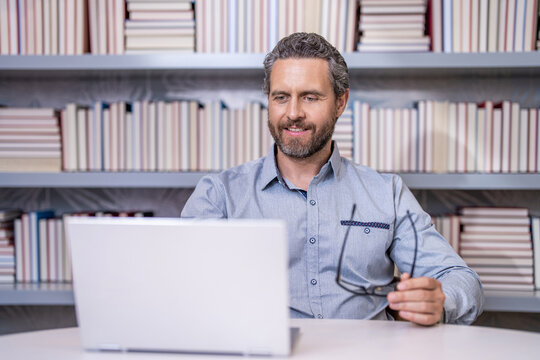 elearning with school teacher. remote education with video. business freelancer agent. Teacher of business school. Millennial teacher with laptop. online education lesson. Business skills