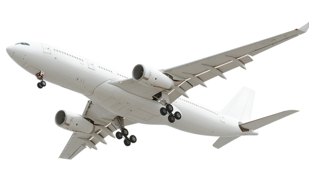 transparent background a white airplane flying, isolated - Powered by Adobe