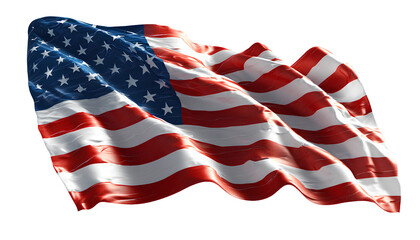 Obraz premium transparent background an american flag with the state of carr cusca on it waving in front, png no mockup