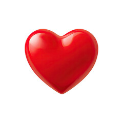 Fototapeta premium Shiny smooth red heart shape with glossy reflective surface ideal for romantic themes and decorative purposes isolated on white background