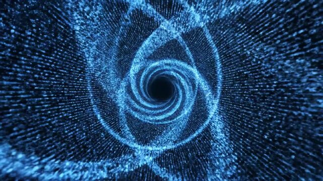 Dive into a swirling blue vortex, a mesmerizing digital tunnel of light and particles for futuristic presentations, immersive experiences, and high tech visuals