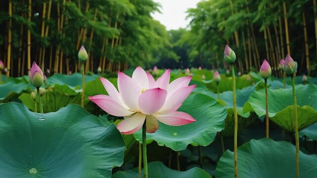 scenic lotus flowers lalbagh botanical garden bengaluru orbit left video