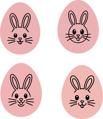 Obraz premium Collection of bunny face icons on egg shape with transparent illustration exactly 100 letters