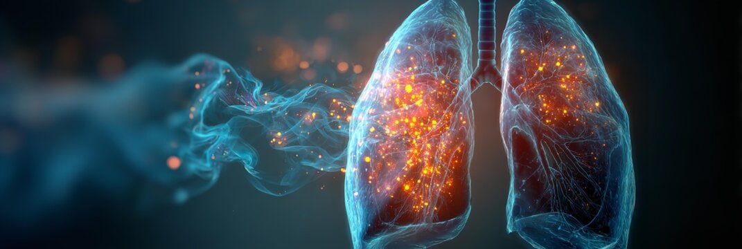 Cinematic medical image of the human lungs .