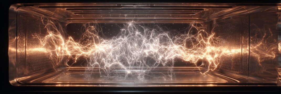 A realistic visualization of waves inside of a microwave